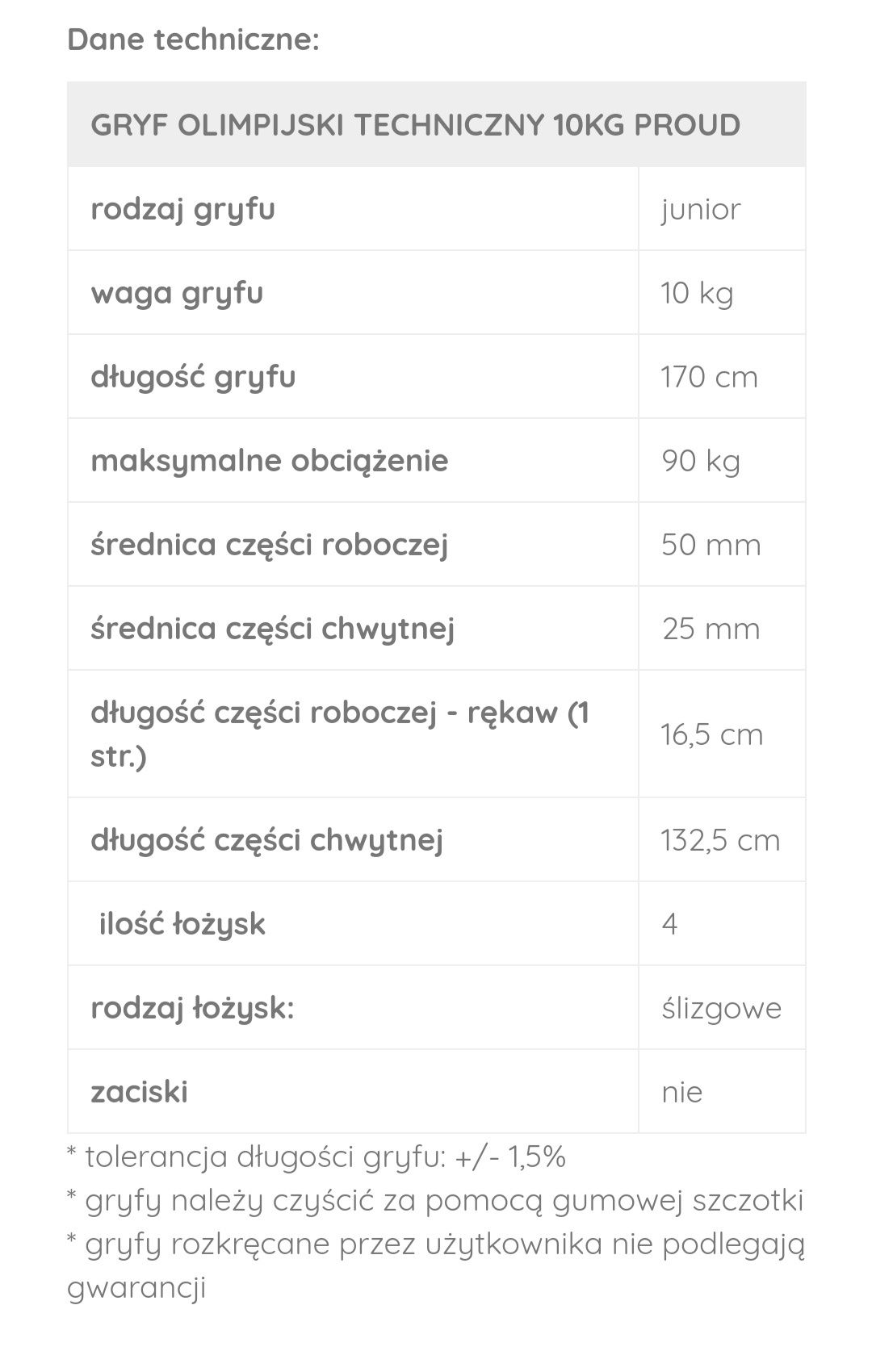 Gryf olimpijski techniczny PROUD 10KG #WYSYŁKA