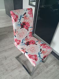 Pokrowce na krzesła wzory zestaw komplet 4 sztuki elastyczne kwiaty