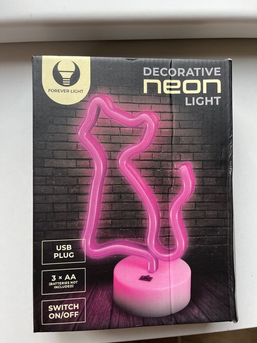 Lampka led neon kotek stojąca
