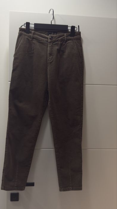 Брюки микровельвет оливкового цвета