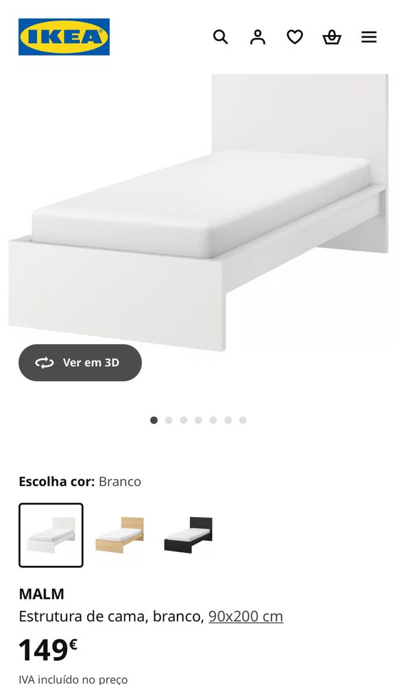 Estrutira de cama Malm ikea 90x200