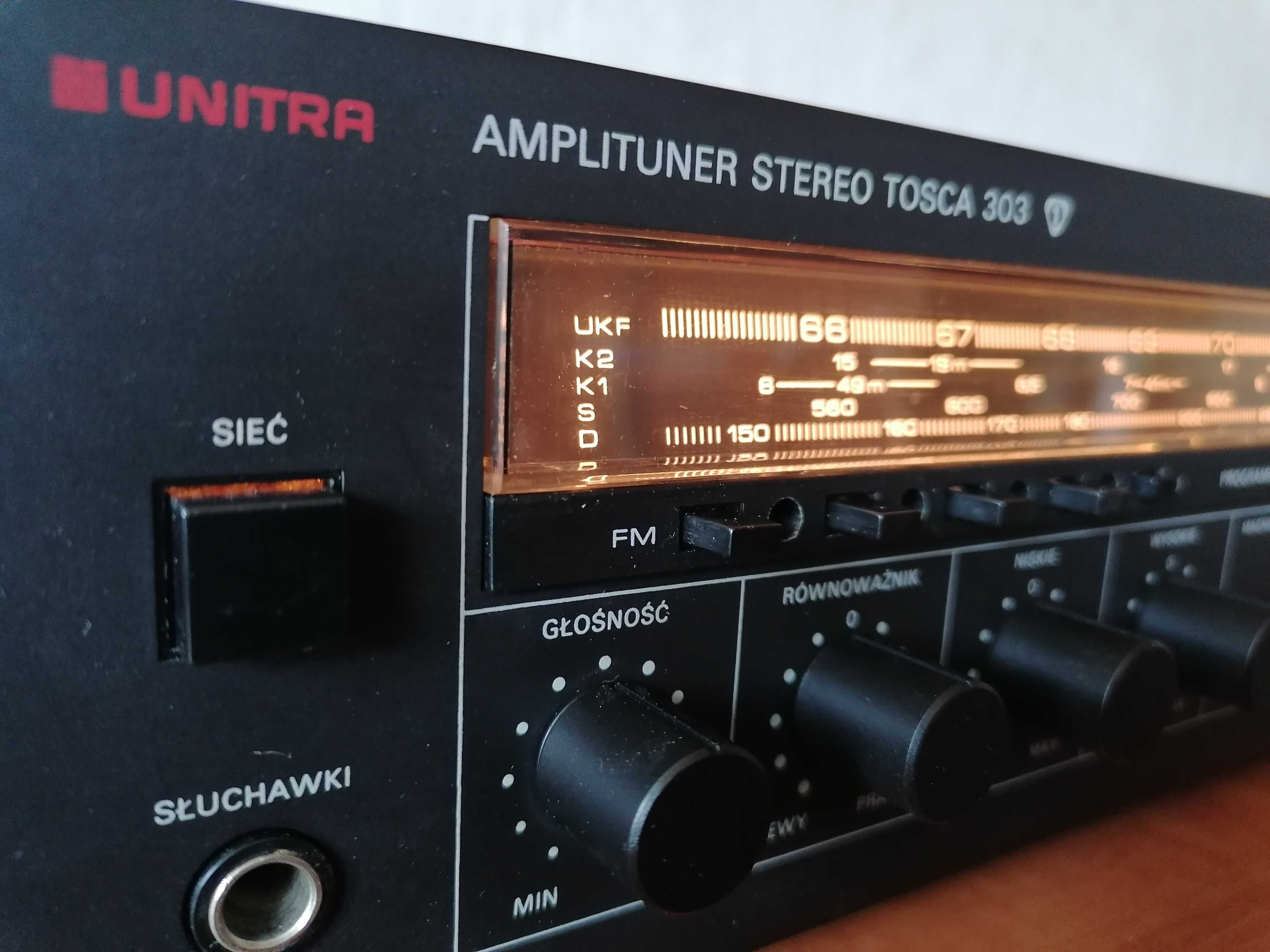Unitra Diora AWS 303 Tosca Amplituner czerwone logo
