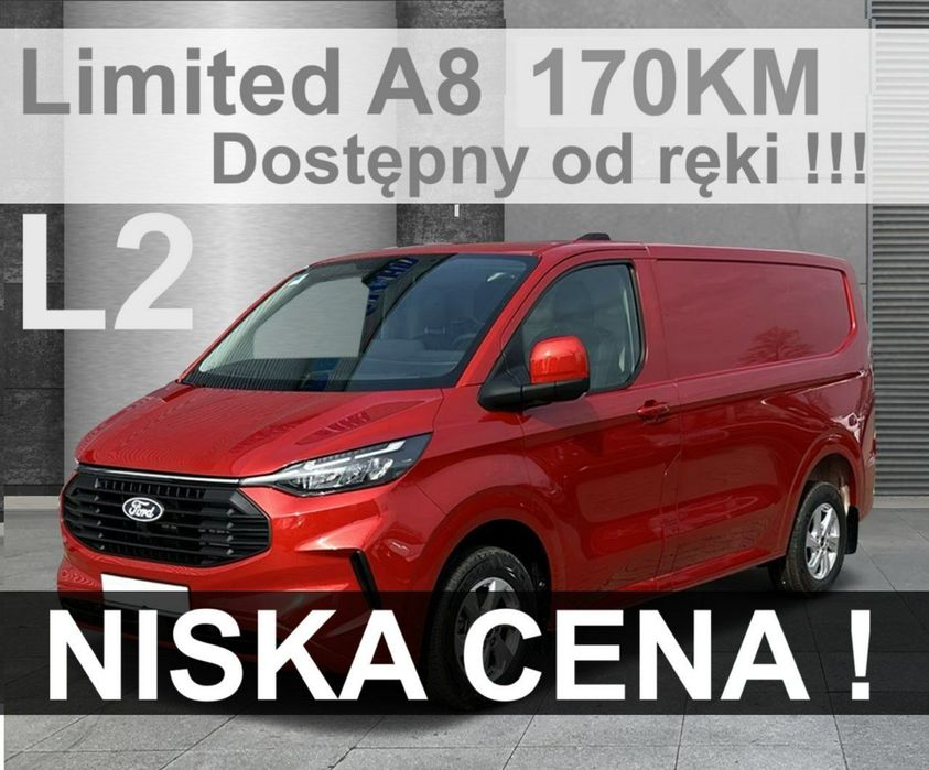 Ford Transit Custom  Limited A8 170KM Hak Duza konsola Zbiornik 70l - Niska Cena od ręki !