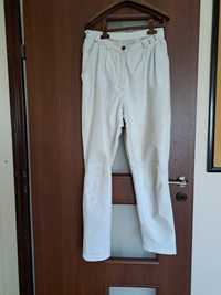 Białe damskie spodnie z naturalnej skóry r.M/L