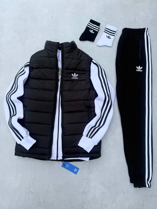 Чоловічий спортивний зимній костюм на флісі адідас набір Adidas XS-3XL