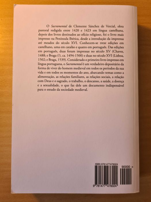 Livro "Sacramental" de Clemente Sánchez de Vercial