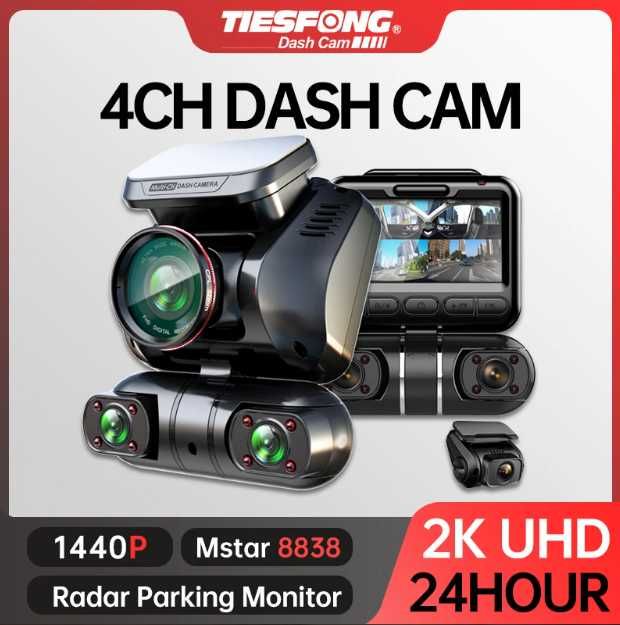Відеореєстратор для автомобіля TiESFONG M10 MAX 4 камери із відео в 2К