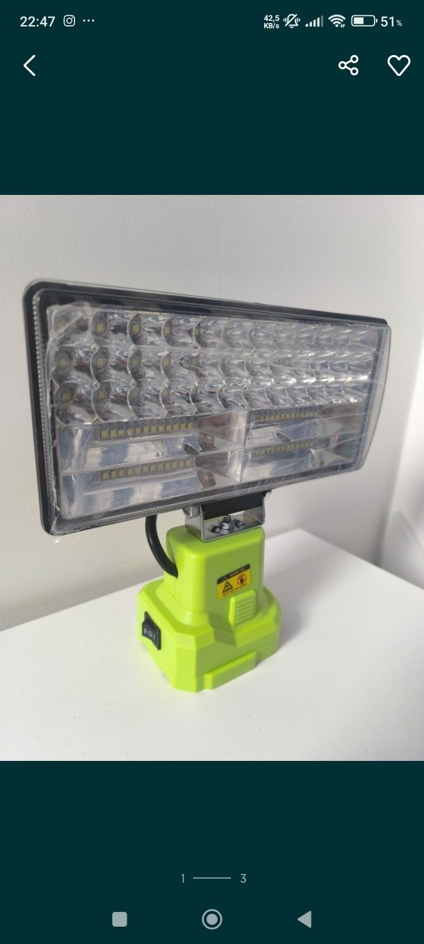 Lampa 18v  robocza led zamienik ryobi one plus