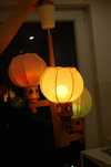 Żyrandol, lampa z kloszami, na 3 żarówki - PRL