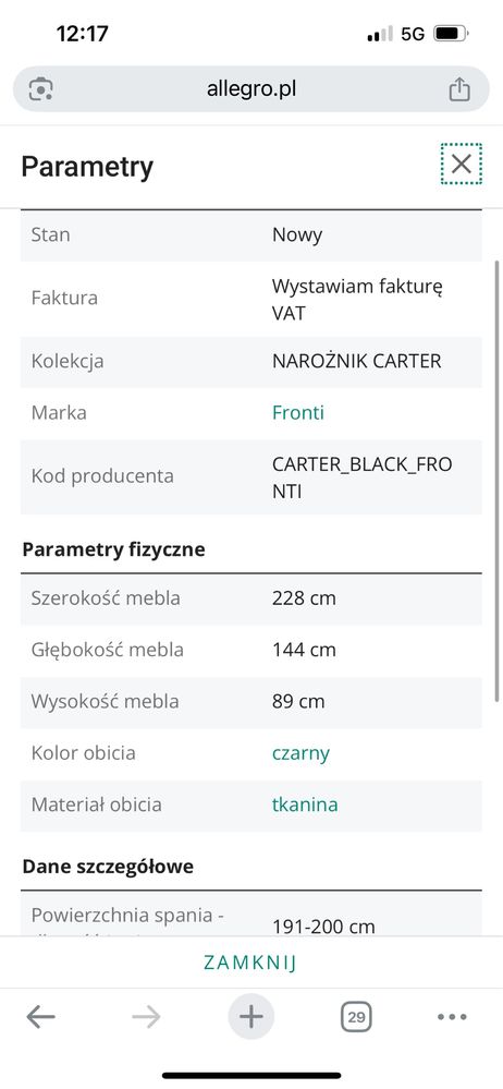 Narożnik z funkcja spania