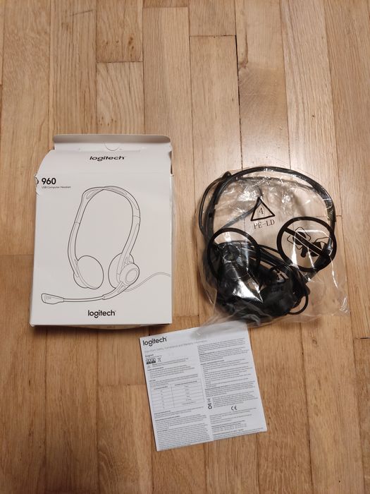 Logitech 960 USB słuchawki przewodowe z mikrofonem nowe
