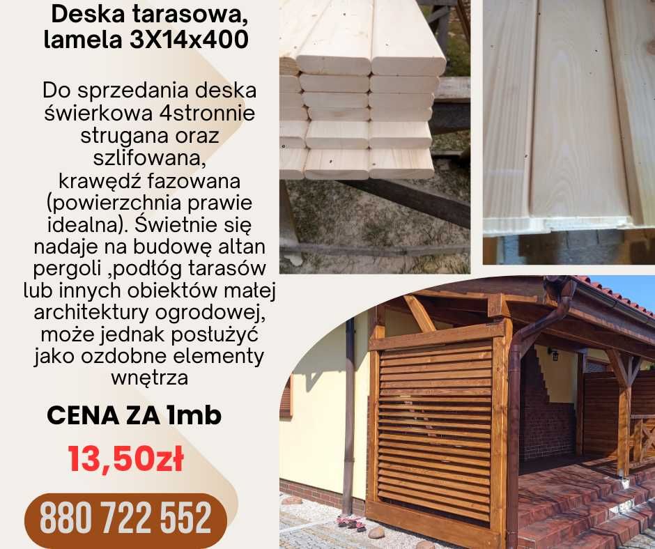 Deska tarasowa, lamela 3x14x400