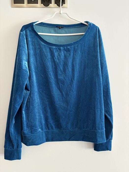 Niebieska welurowa bluza sportowa damska xl 42 disney y2k tanio