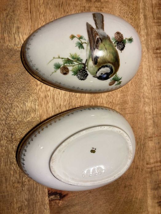Шкатулка фарфоровая Яйцо с синицей Кобальт Скринька Яйко  Rosenthal