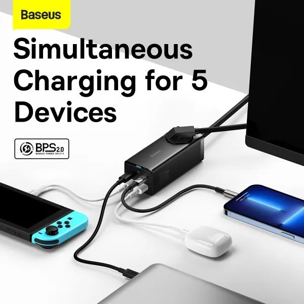 Мережевий зарядний пристрій Baseus GaN3 Pro PowerStrip 100W