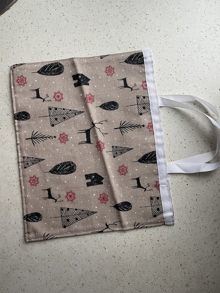 Bawelniana Eko torebka swiateczna prezentowa Handmade