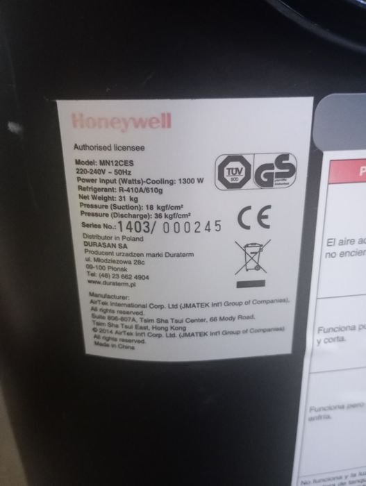 Klimatyzator przenośny Honeywell MN12CES