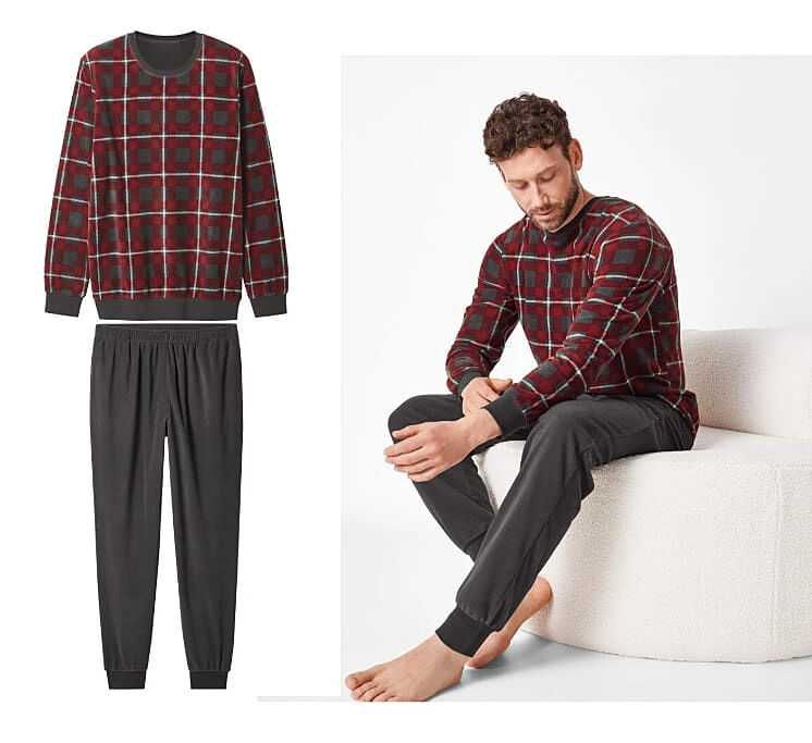 M-L-XL Тепла флісова чоловіча піжама, livergy.