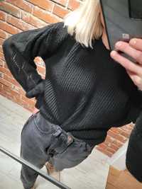 Czarny sweter oversize szerokie rękawy boho I saw it first
