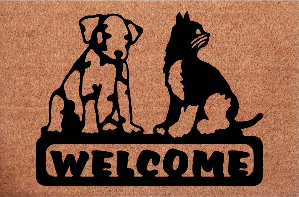 Wycieraczka kokosowa pod drzwi Welcome Kot i Pies Wycieraczka