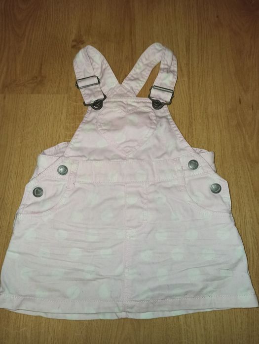 Spódniczka ogrodniczka H&M w groszki z kieszonką serduszkiem 68cm