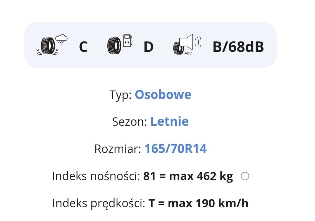 Sprzedam opony letnie Kormoran Road 165/70 r14