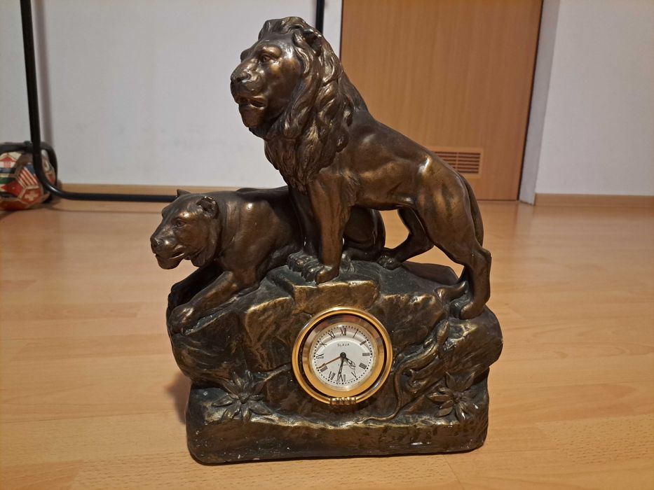 Zegar kominkowy Lwy para, secesja