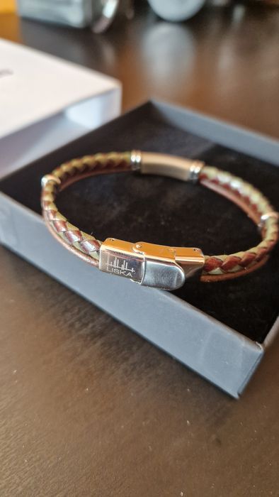 Pulseira Homem Pele e Prata Liska
