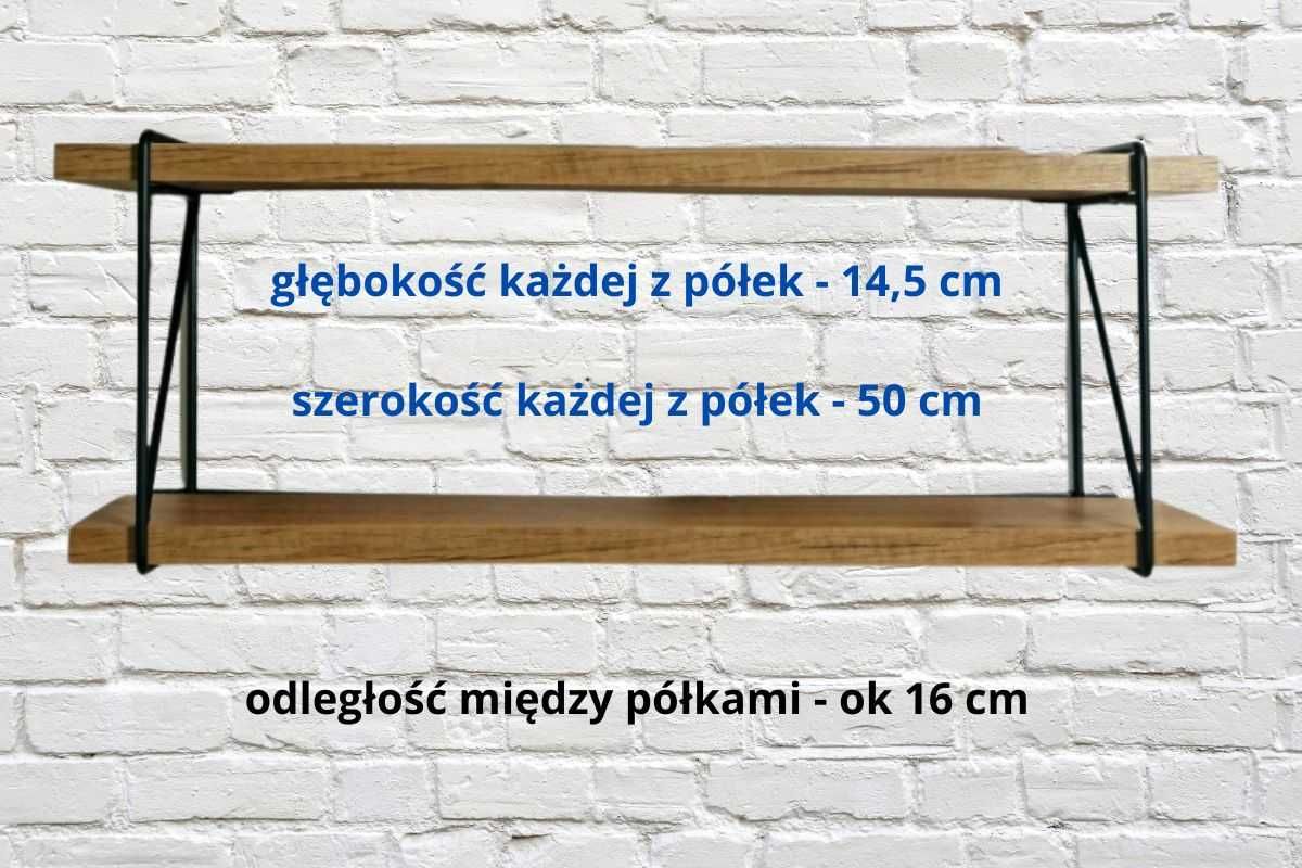 2 pozimowa PÓŁKA ścienna typu LOFT 50 cm - dąb craft złoty