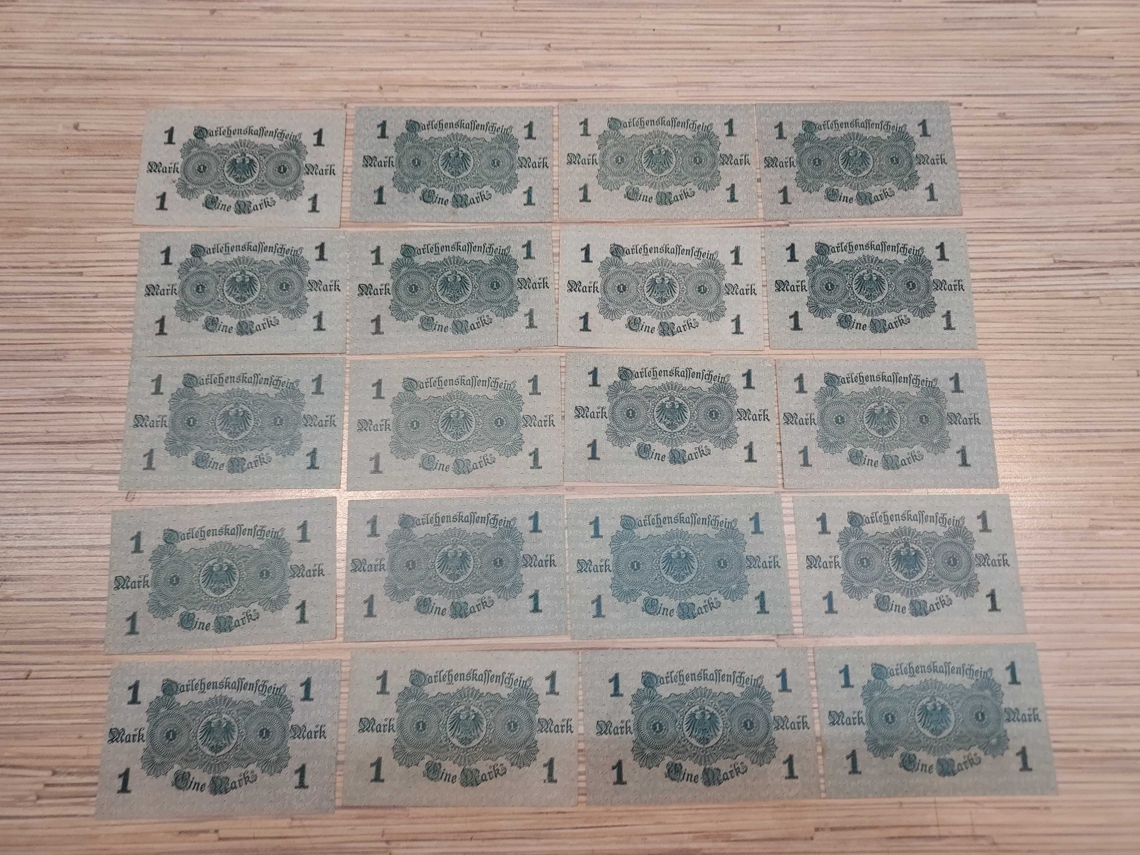 Stare banknoty 1914 rok Marki Niemcy b. ładne stany zachowania