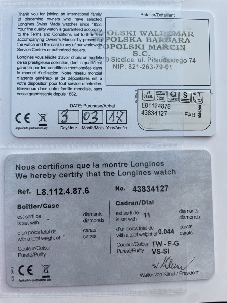 Sprzedam piękny zegarek Longines z diamentami
