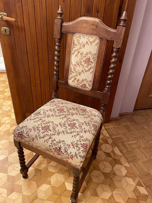 Krzesła drewniane dębowe 6szt, siedziska ze sprężynami