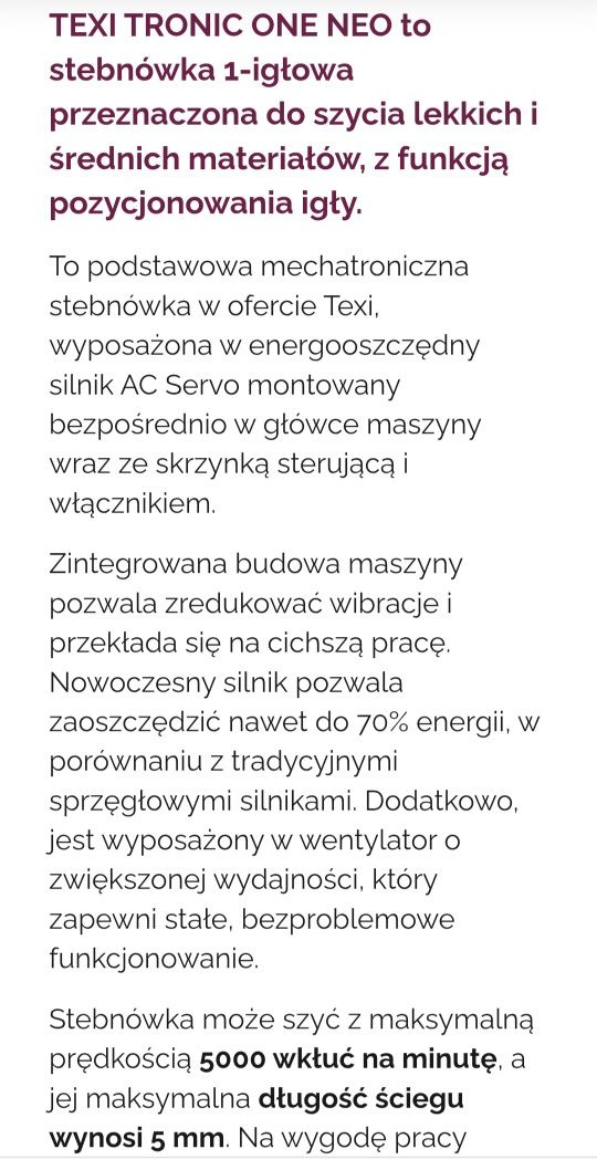 Stebnówka TEXI tronic neo 1