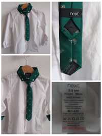 Next elegancka biała koszula z krawatem 2-3 lata ,98