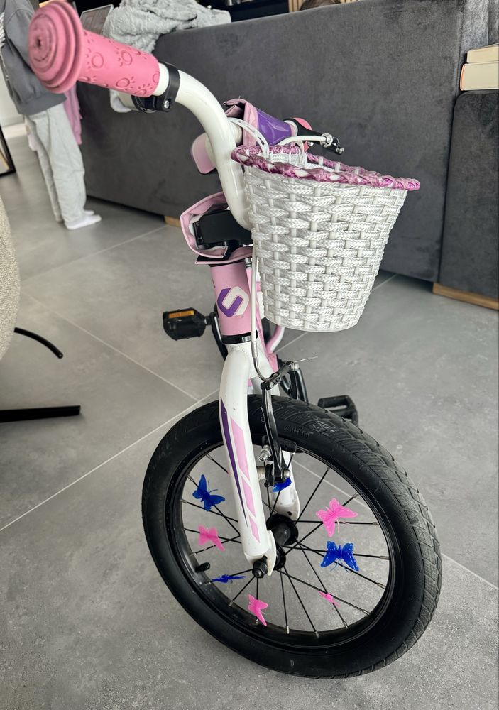 Rower dziecięcy Unibike Daisy 16” – różowo-biały, biegówka