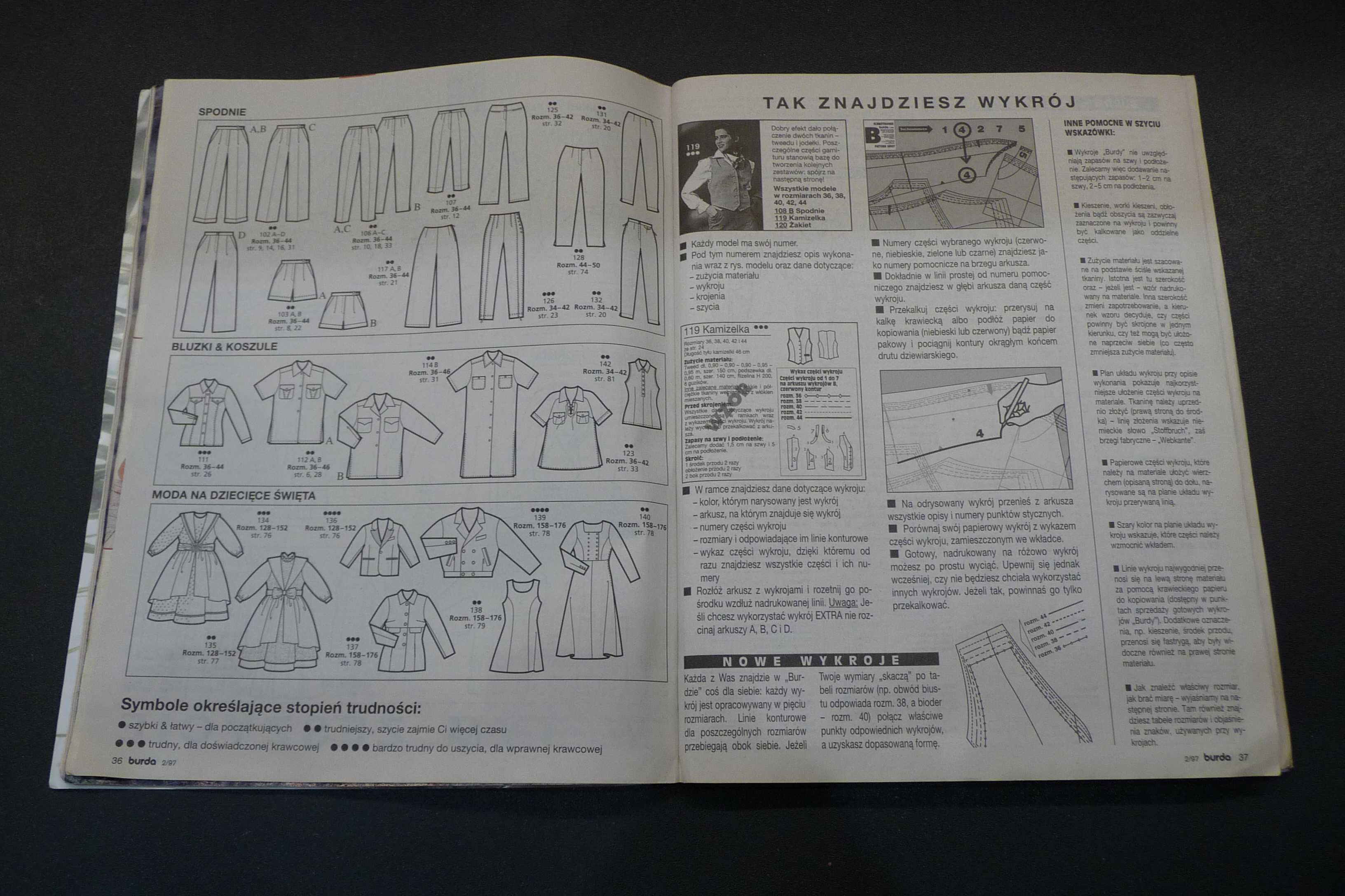 Burda 2/1997. Moda, wykroje krawieckie, krawiectwo, szycie.