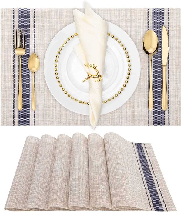 Podkładki na stół, pod talerze, zestaw 6 sztuk, 45.5 cm x 29.5 cm