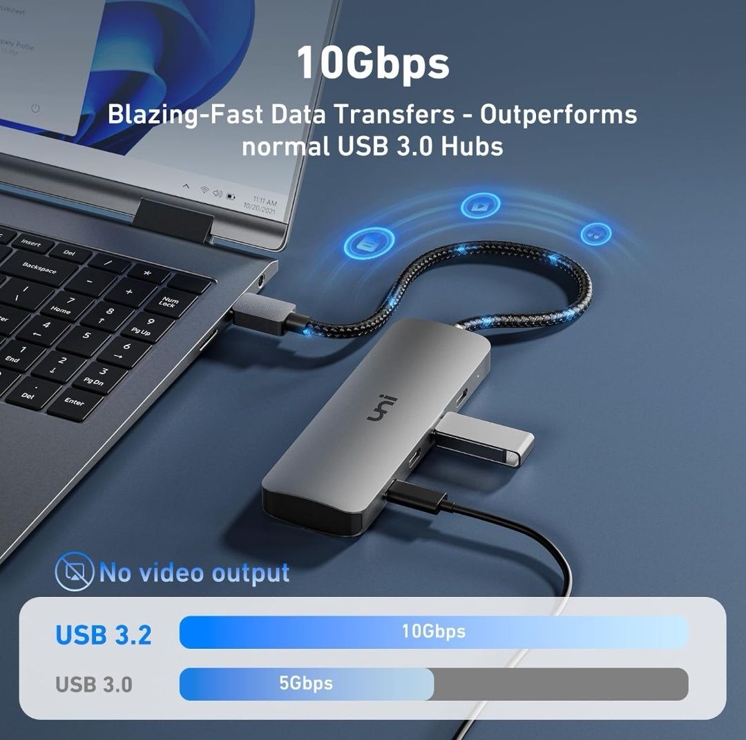 Adapter USB-C HUB 4w1 USB - C pleciony kabel U