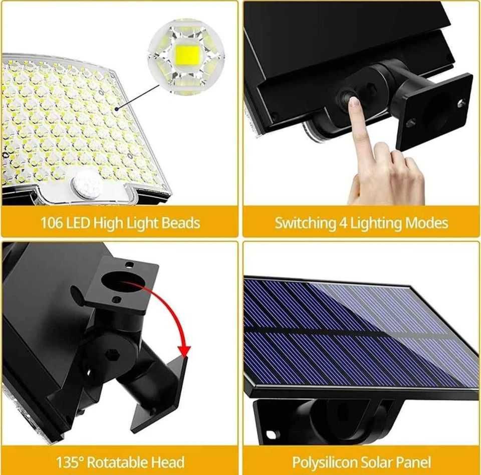 Luz Solar Exterior com Controlo Remoto / Sensor Movimento