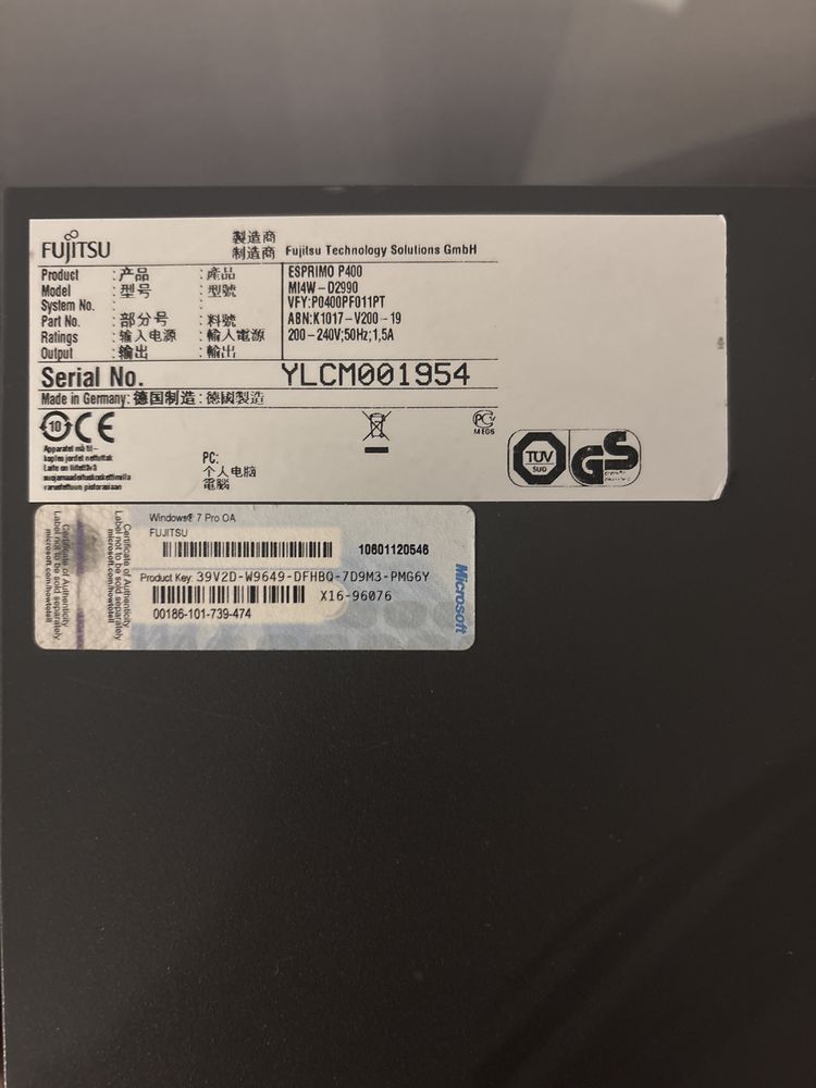 Fugitsu/Siemens  Esprino i3- windows 10