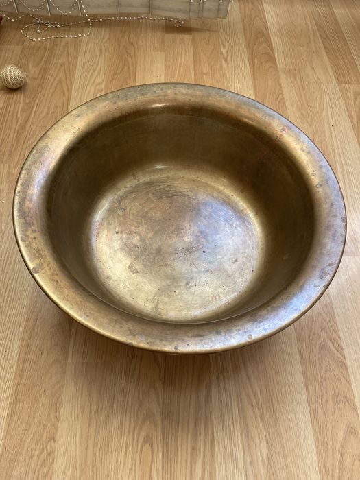 Таз большой медный латунный для варки варенья. СССР. Антикварный
