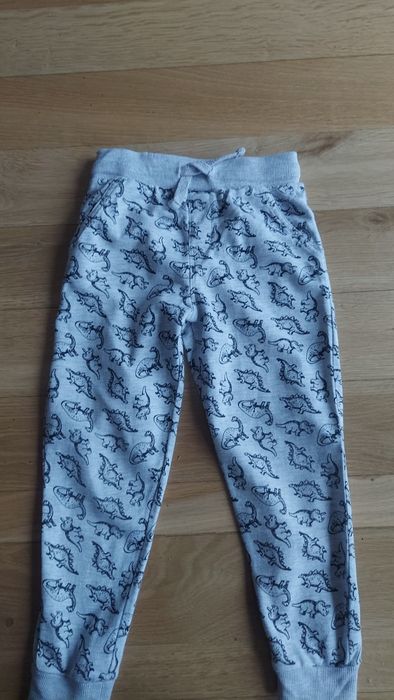 Spodnie cotton joggers popiel print dino jak nowe r 116