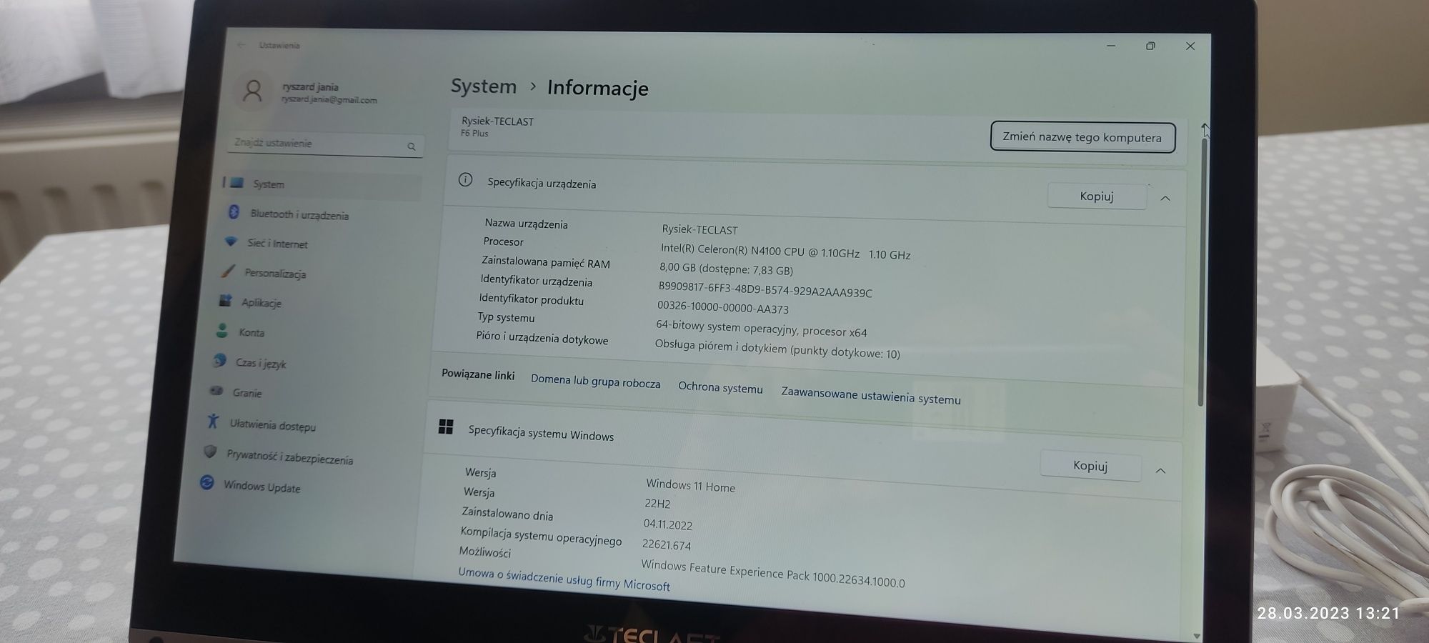 Laptop - Tablet TECLAST F6 PLUS -Dotykowy ekran