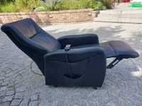 fotel rozkładany z funkcją relax pilot czarna skóra naturalna TV