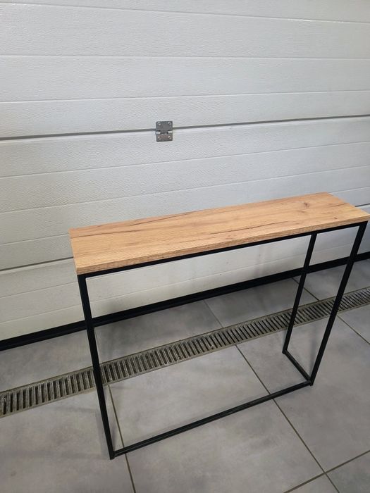 Konsola, loft, dąb Craft zloty, profile czarne, nowoczesna
