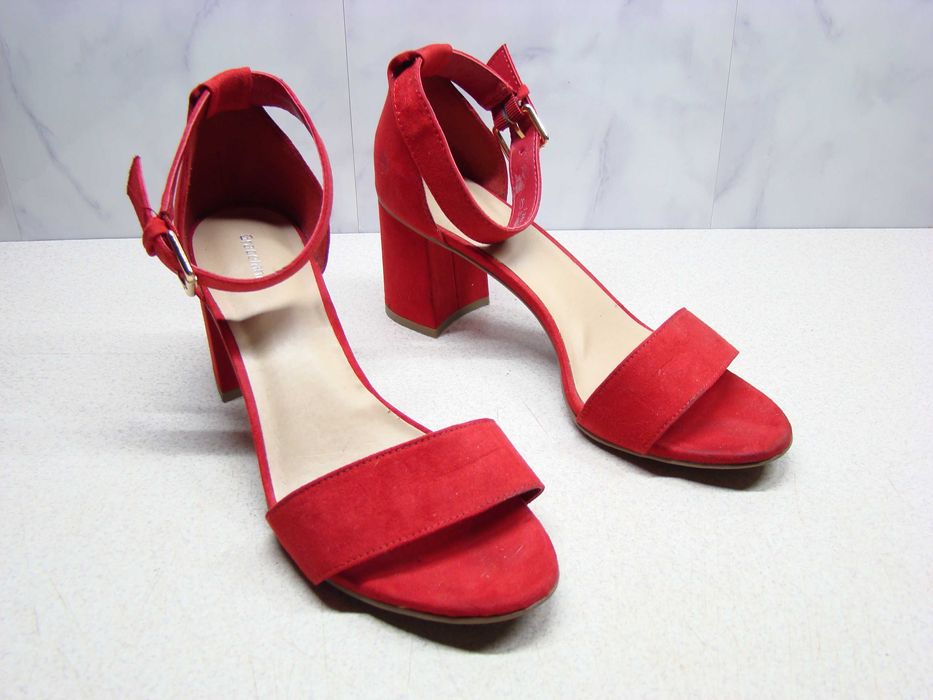 Graceland czerwone sandały R.41 – eleganckie, wygodne stabilny obcas