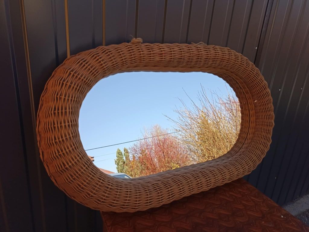 Lustro wiklina rattan stylowe