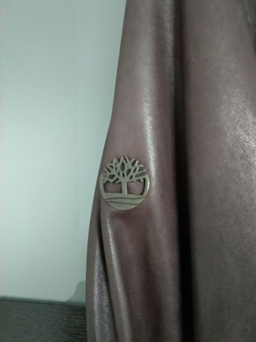 Кожаный пиджак от бренда Timberland, шоколадного цвета, размер М - L