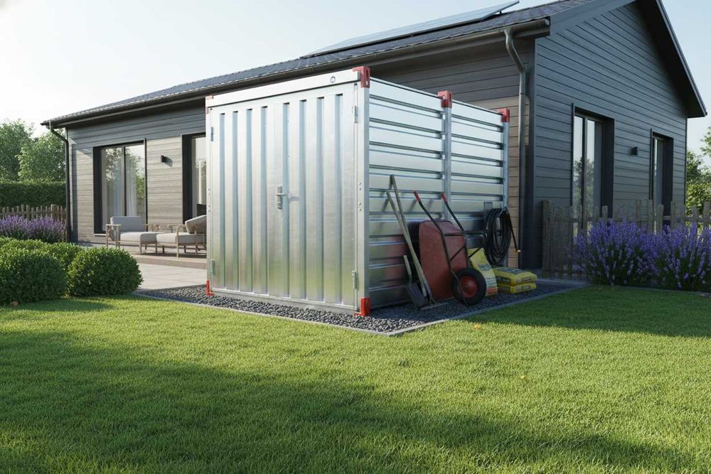 Szopa ogrodowa metalowa, kontener magazynowy, garaż metalowy. Solidny