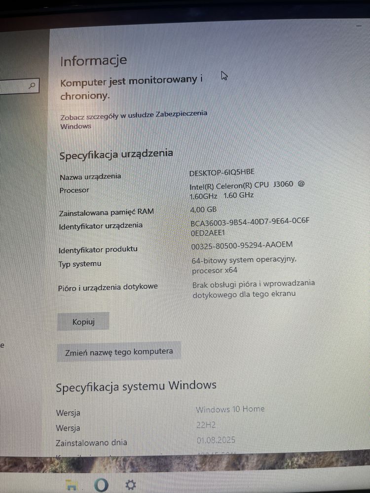 Komputer Lenovo C20-00 19,5 SSD 256gb AiO